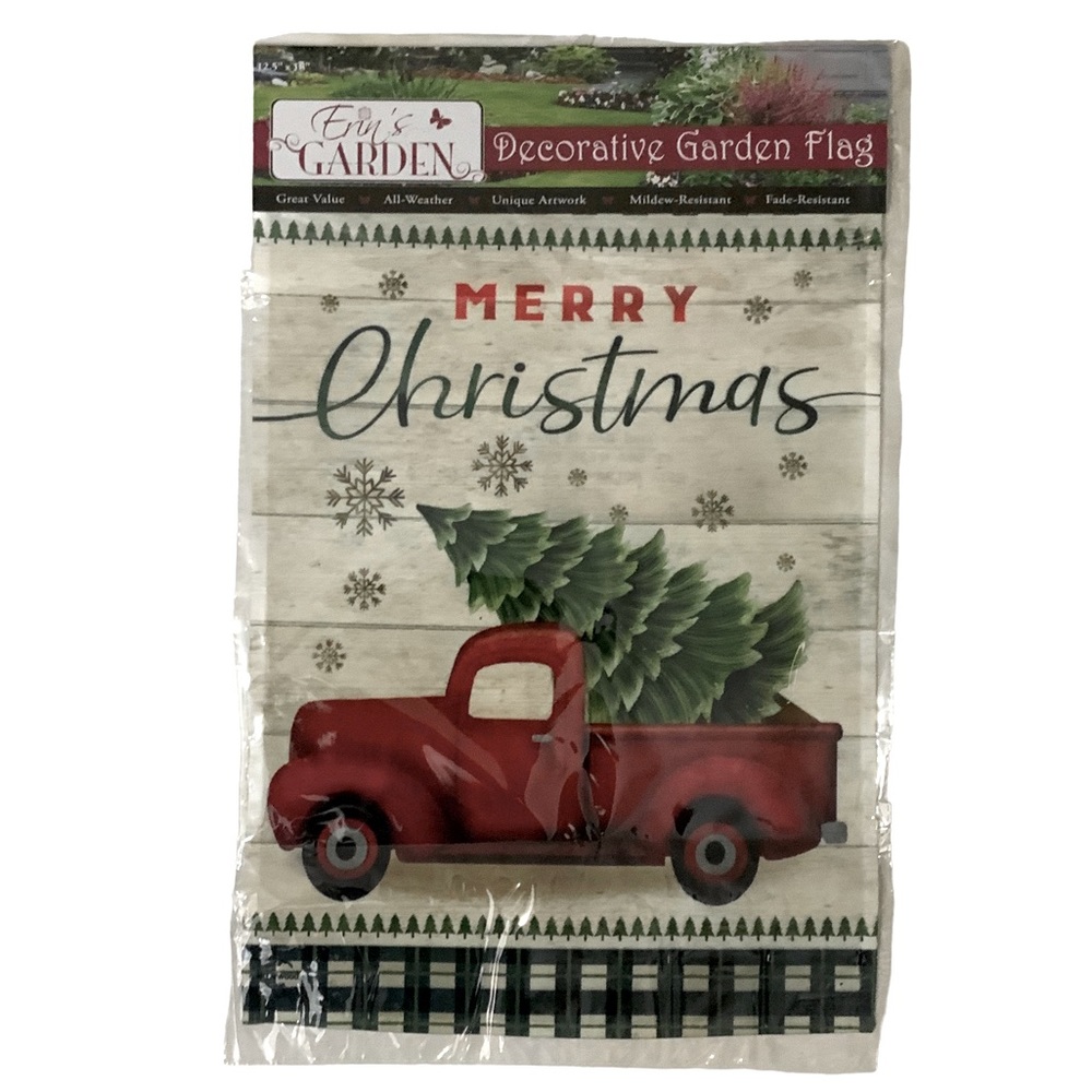Merry Christmas Pickup Truck Garden Flag  Nostalgic Vintage Farm Truck 12.5x18" - Picture 8 of 13